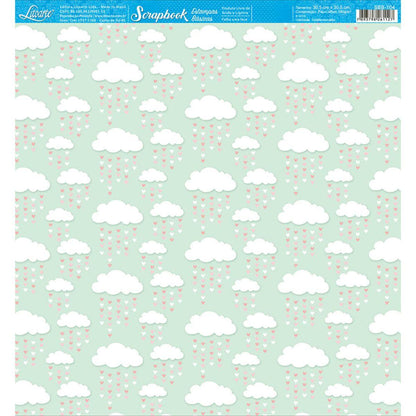 Papel Scrapbook Litoarte SBB-104 Chuva de Corações 30,5x30,5cm - Palácio da Arte
