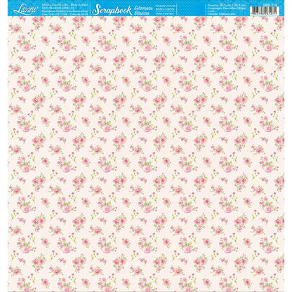 Papel Scrapbook Litoarte SBB-119 Ramos de Rosas 30,5x30,5cm - Palácio da Arte