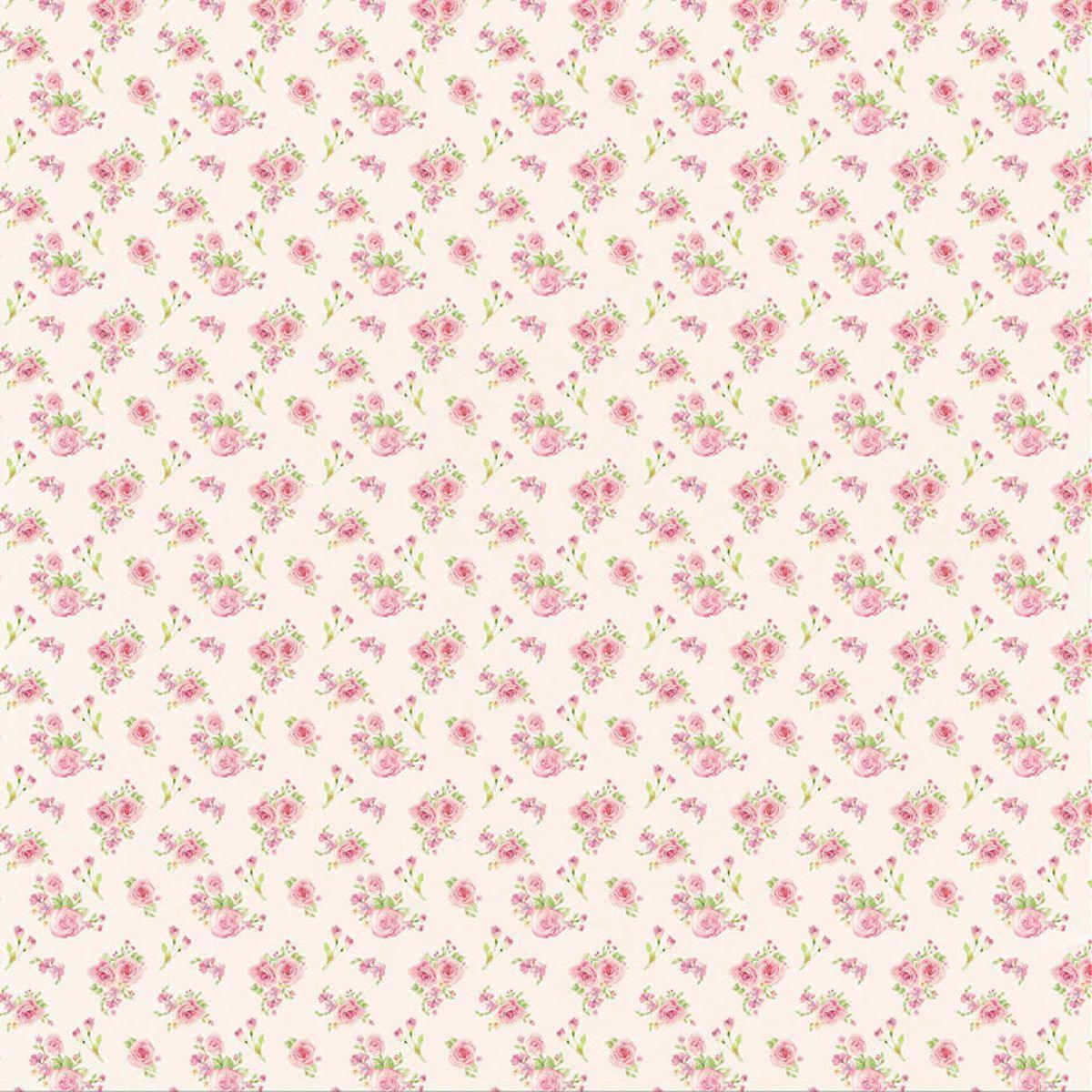 Papel Scrapbook Litoarte SBB-119 Ramos de Rosas 30,5x30,5cm - Palácio da Arte