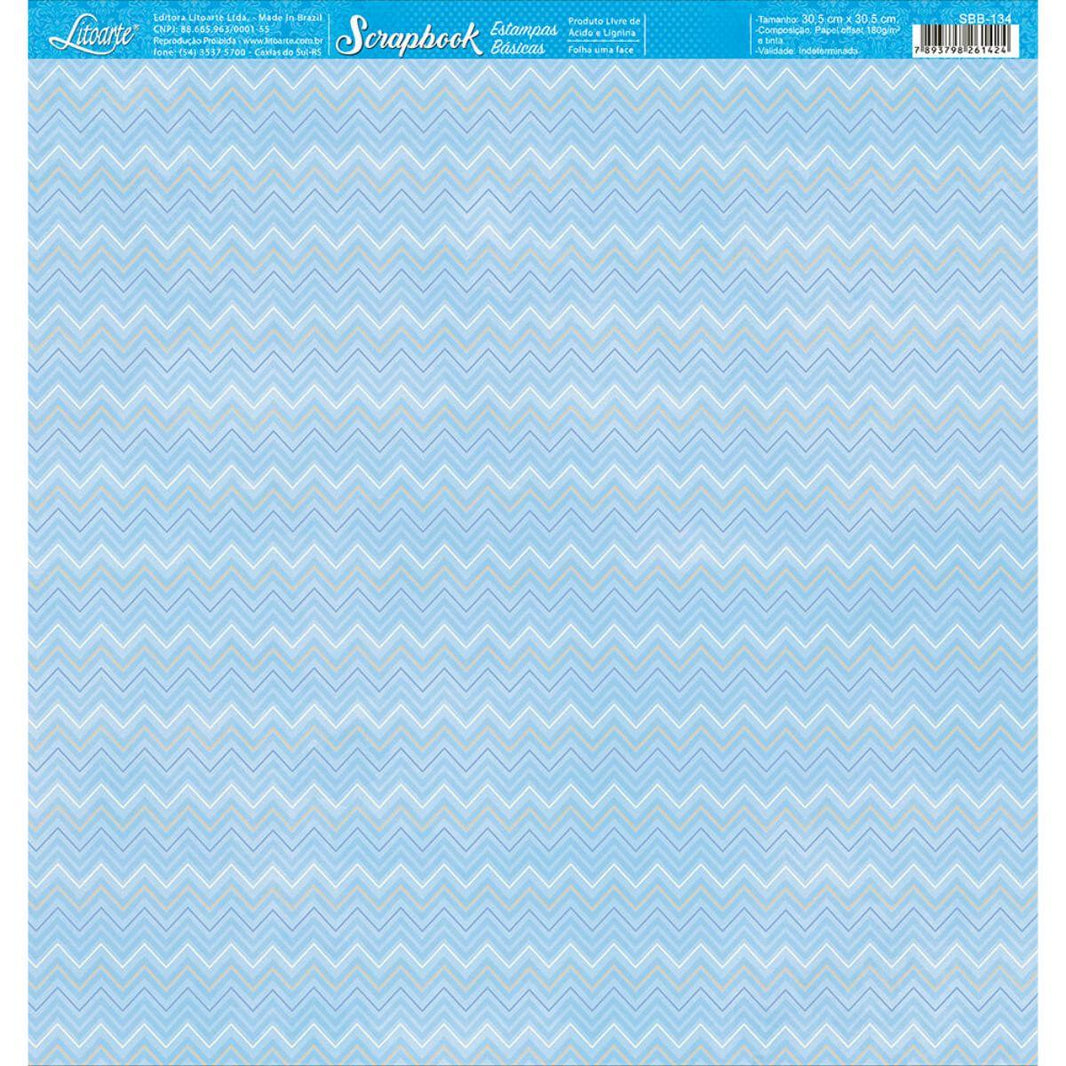 Papel Scrapbook Litoarte SBB-134 Chevron Azul 30,5x30,5cm - Palácio da Arte