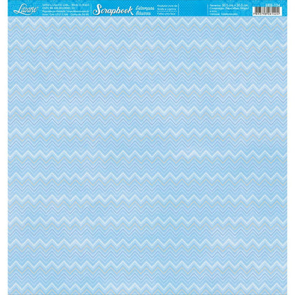 Papel Scrapbook Litoarte SBB-134 Chevron Azul 30,5x30,5cm - Palácio da Arte