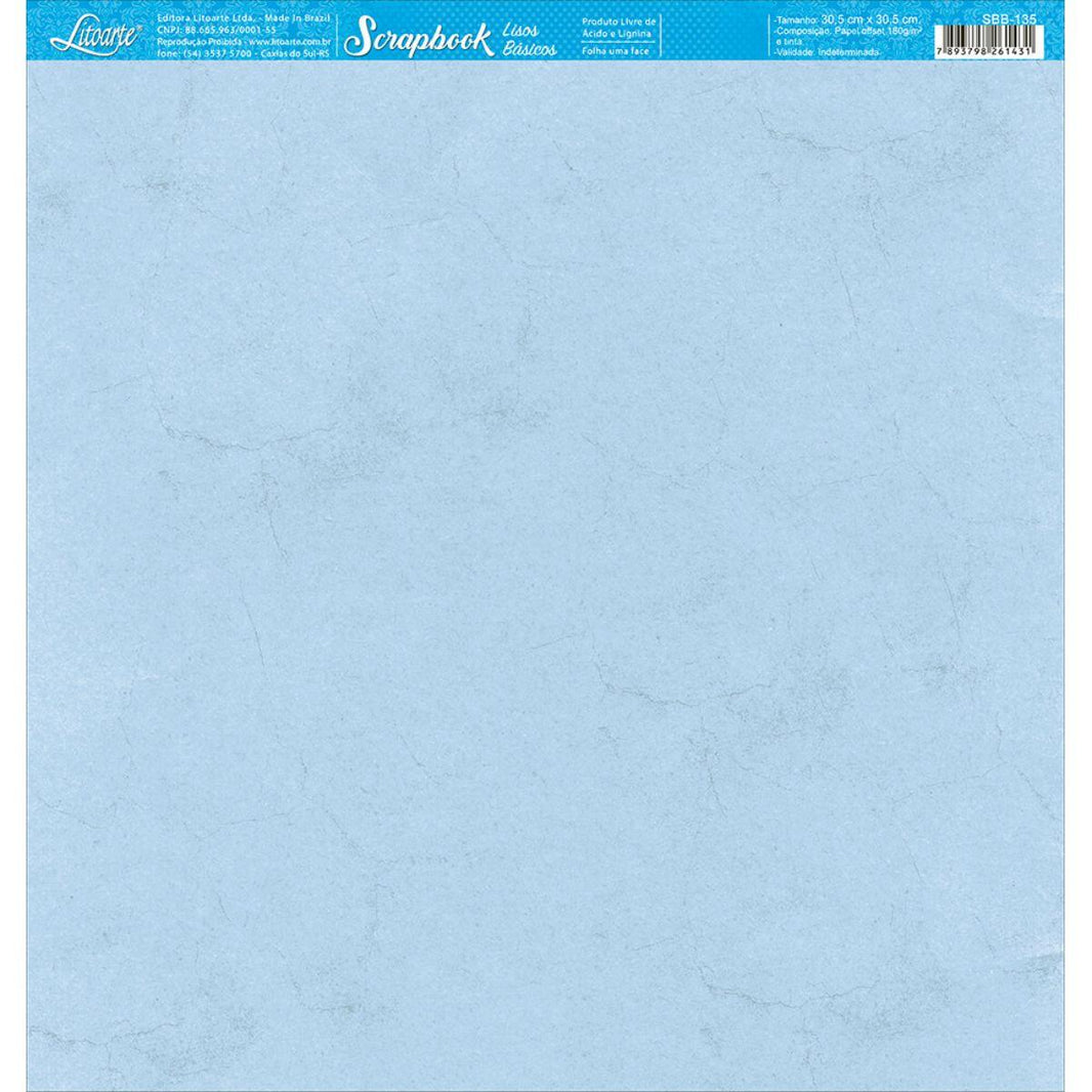 Papel Scrapbook Litoarte SBB-135 Liso Azul 30,5x30,5cm - Palácio da Arte