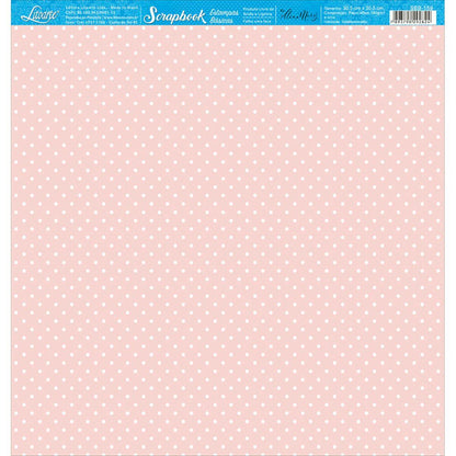 Papel Scrapbook Litoarte SBB-159 Poá Rose 30,5x30,5cm - Palácio da Arte