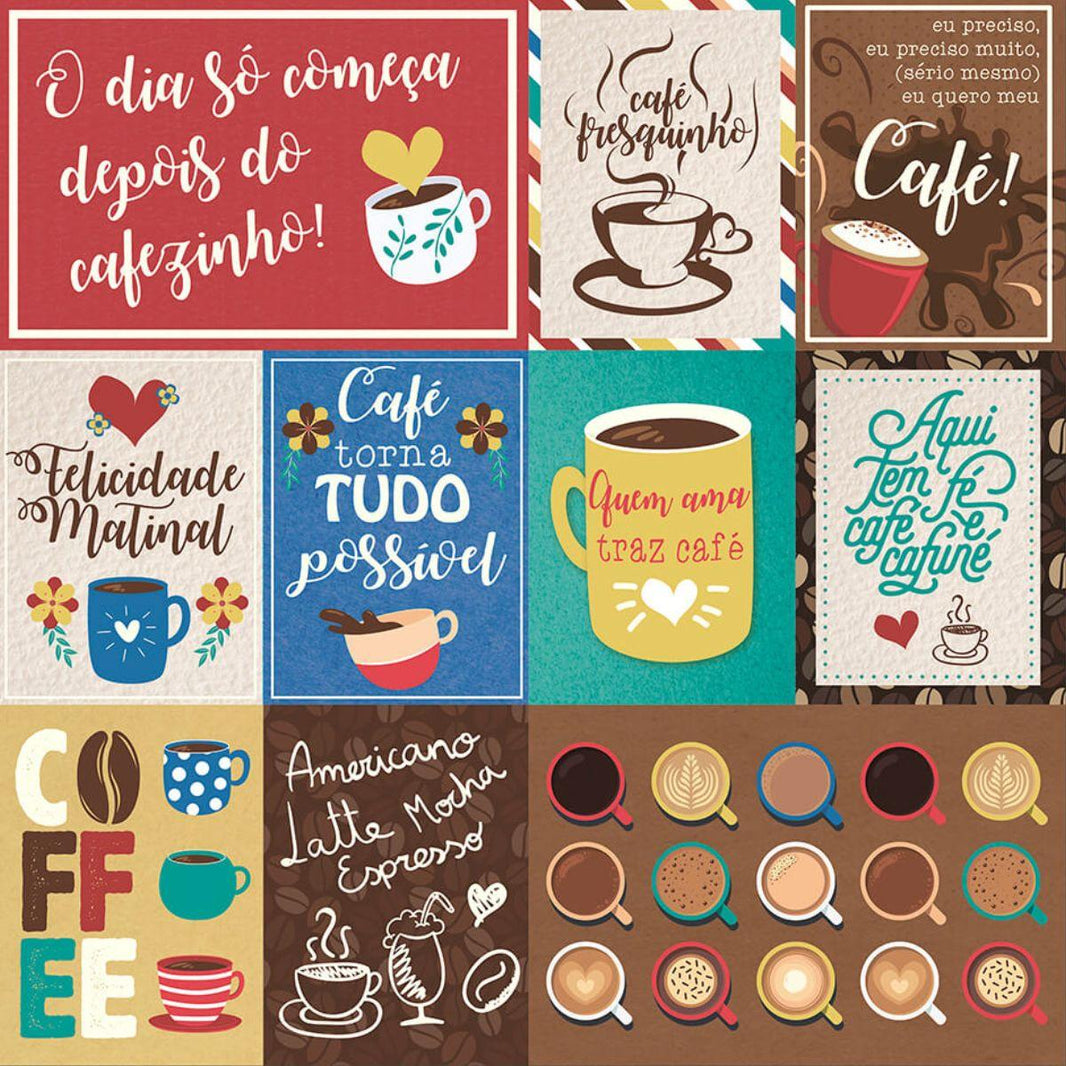 Papel Scrapbook Litoarte SBB-164 Tags Café 30,5x30,5cm - Palácio da Arte