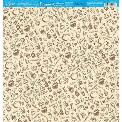 Papel Scrapbook Litoarte SBB-169 Estampa Café 30,5x30,5cm - Palácio da Arte