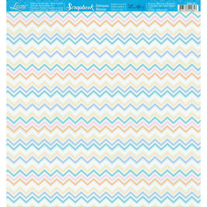 Papel Scrapbook Litoarte SBB-201 Chevron Colorido 30,5x30,5cm - Palácio da Arte