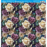 Papel Scrapbook Litoarte SBB-208 Rosas Champagne e Roxa 30,5x305,cm - Palácio da Arte