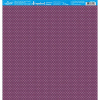 Papel Scrapbook Litoarte SBB-209 Poá Branco com Roxo 30,5x30,5cm - Palácio da Arte