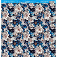 Papel Scrapbook Litoarte SBB-212 Flores Branco e Azul 30,5x30,5cm - Palácio da Arte