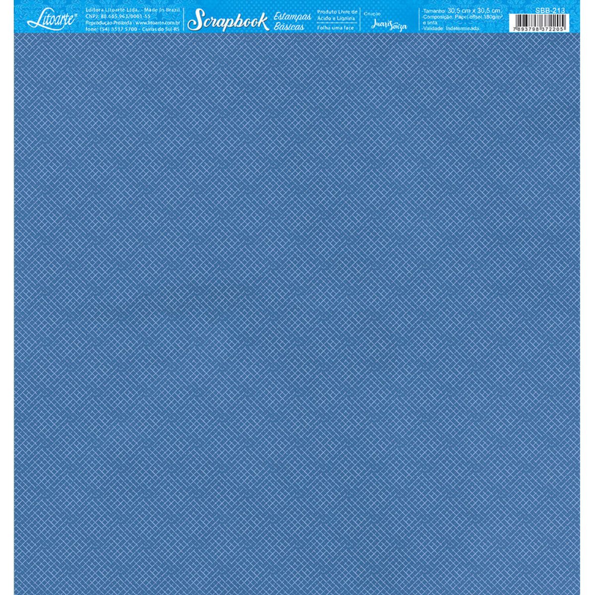 Papel Scrapbook Litoarte SBB-213 Textura Azul 30,5x30,5cm - Palácio da Arte