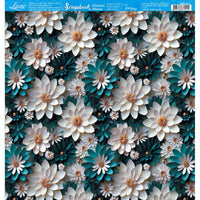 Papel Scrapbook Litoarte SBB-214 Flores Brancas e Verde 30,5x30,5cm - Palácio da Arte