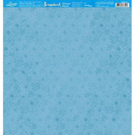 Papel Scrapbook Litoarte SBB-217 Fundo Azul com Flores 30,5x30,5cm - Palácio da Arte