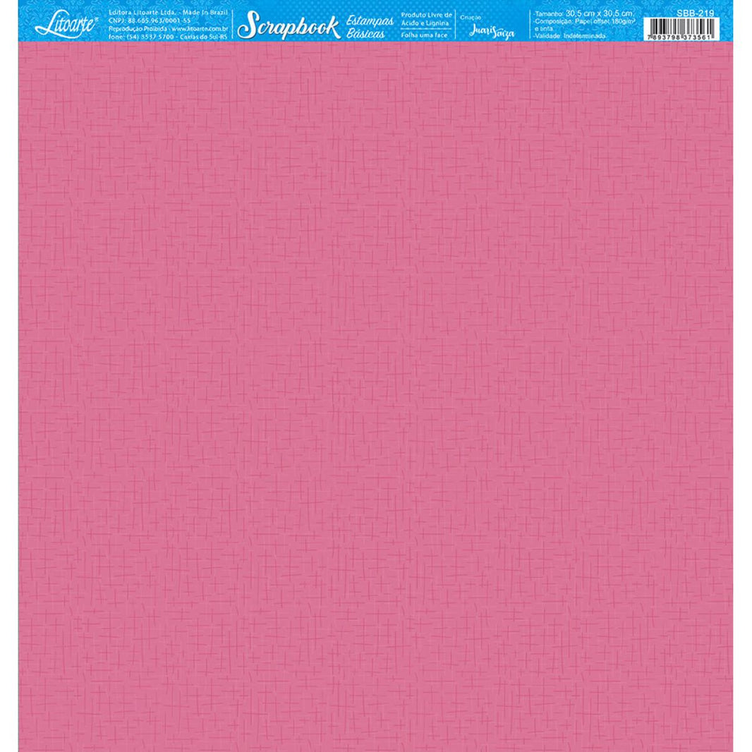 Papel Scrapbook Litoarte SBB-219 Textura Rosa 30,5x30,5cm - Palácio da Arte