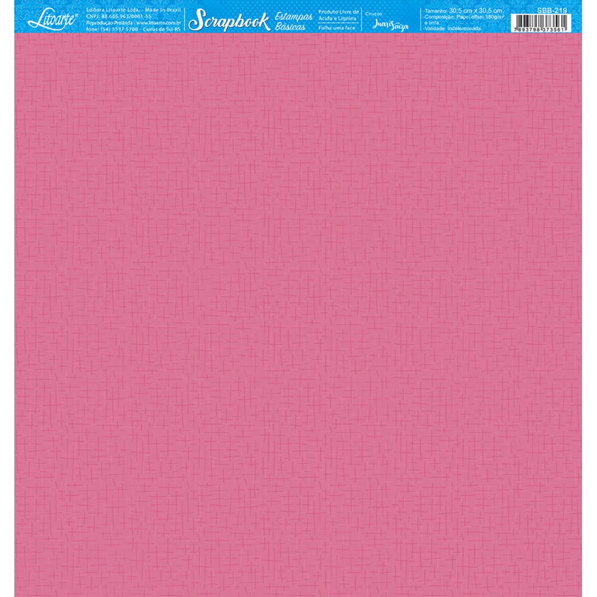 Papel Scrapbook Litoarte SBB-219 Textura Rosa 30,5x30,5cm - Palácio da Arte