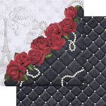 Papel Scrapbook Litoarte SD-0374 Rosas e Estofado Preto 30,5x30,5cm - Palácio da Arte