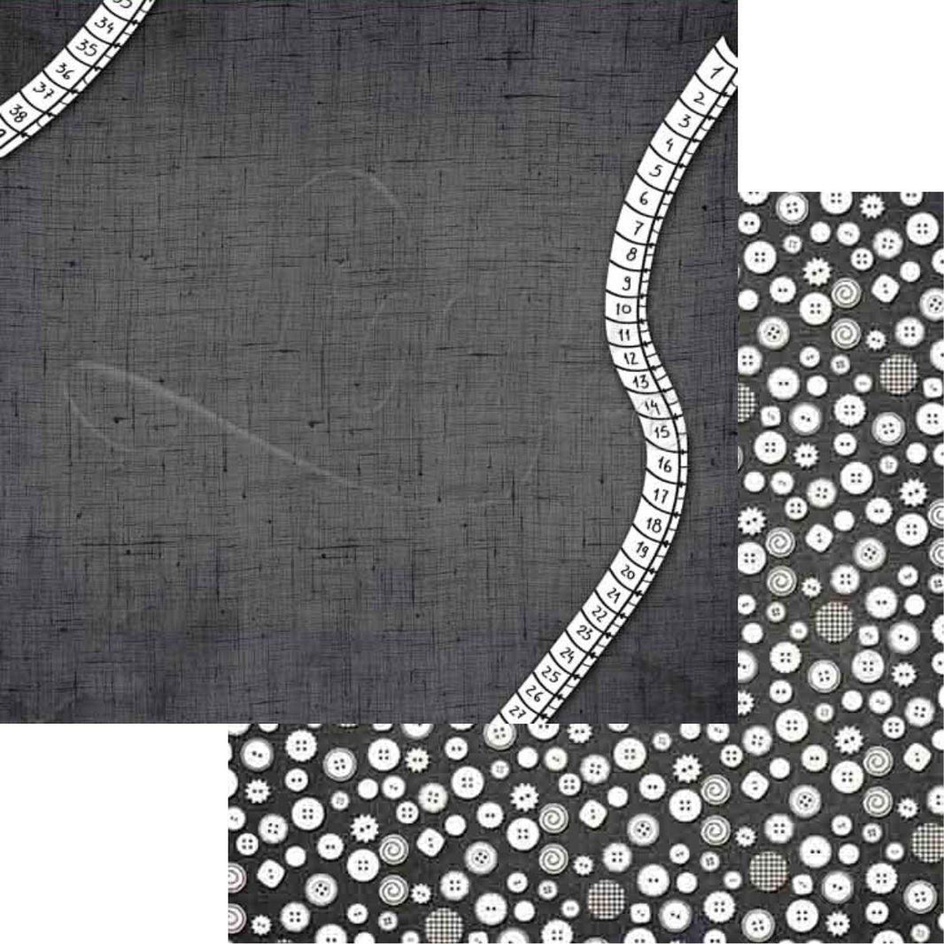 Papel Scrapbook Litoarte SD-038 Costura Preto 30,5x30,5cm - Palácio da Arte