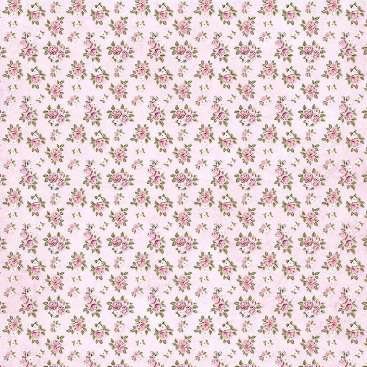 Papel Scrapbook Litoarte SD-0381 Flores e Listras 30,5x30,5cm - Palácio da Arte