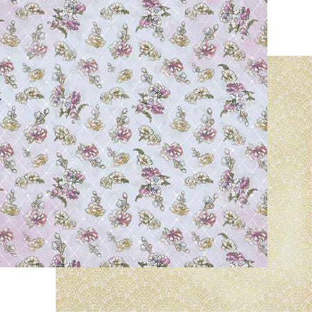 Papel Scrapbook Litoarte SD-0535 Flores e Abstrato Bege 30,5x30,5cm - Palácio da Arte