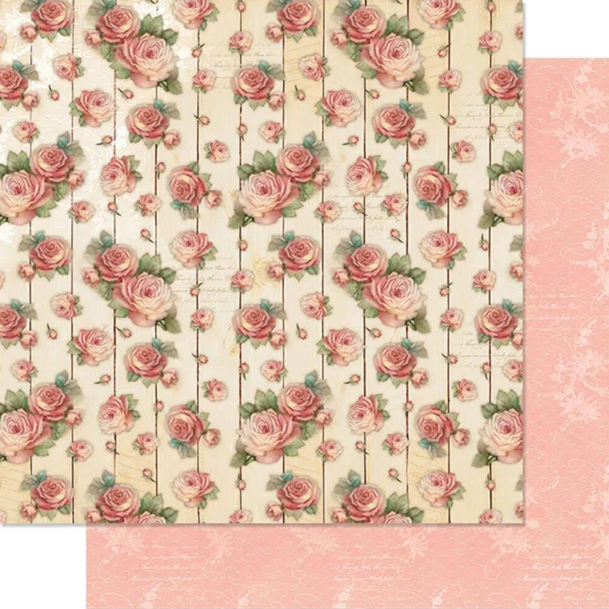 Papel Scrapbook Litoarte SD-0583 Rosas 30,5x30,5cm - Palácio da Arte