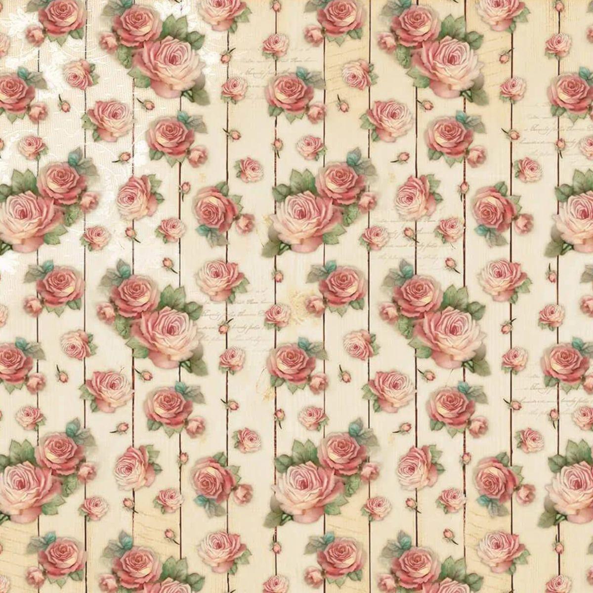 Papel Scrapbook Litoarte SD-0583 Rosas 30,5x30,5cm - Palácio da Arte