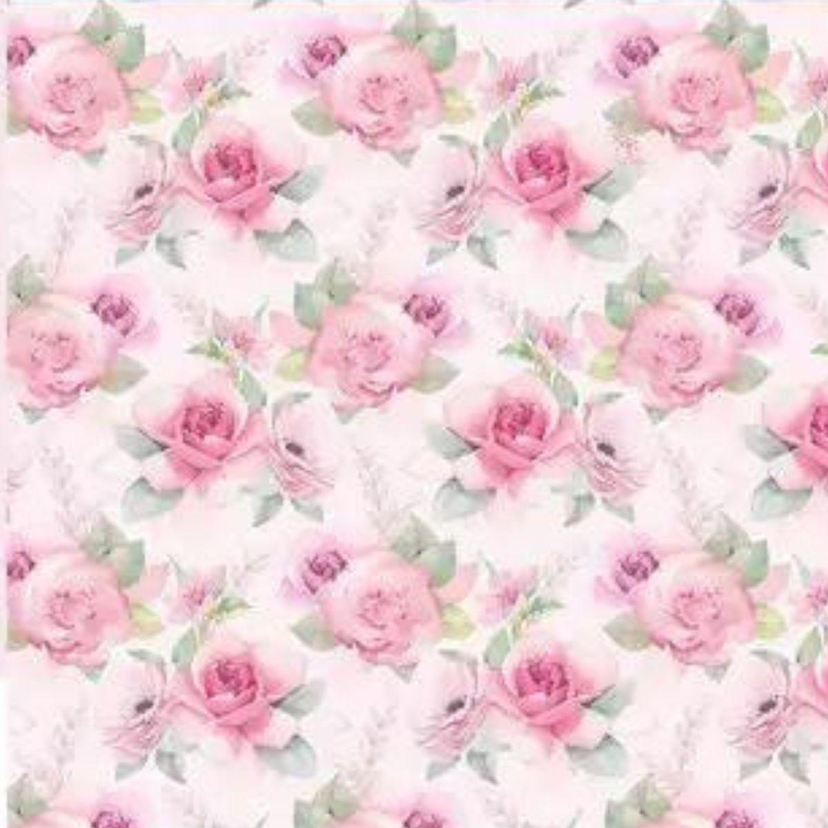 Papel Scrapbook Litoarte SD-0742 Floral Cor de Rosa 30,5x30,5cm - Palácio da Arte