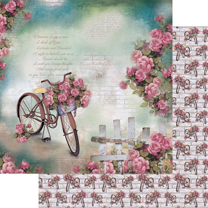 Papel Scrapbook Litoarte SD-0854 Bicicleta e Rosas 30,5x30,5cm - Palácio da Arte