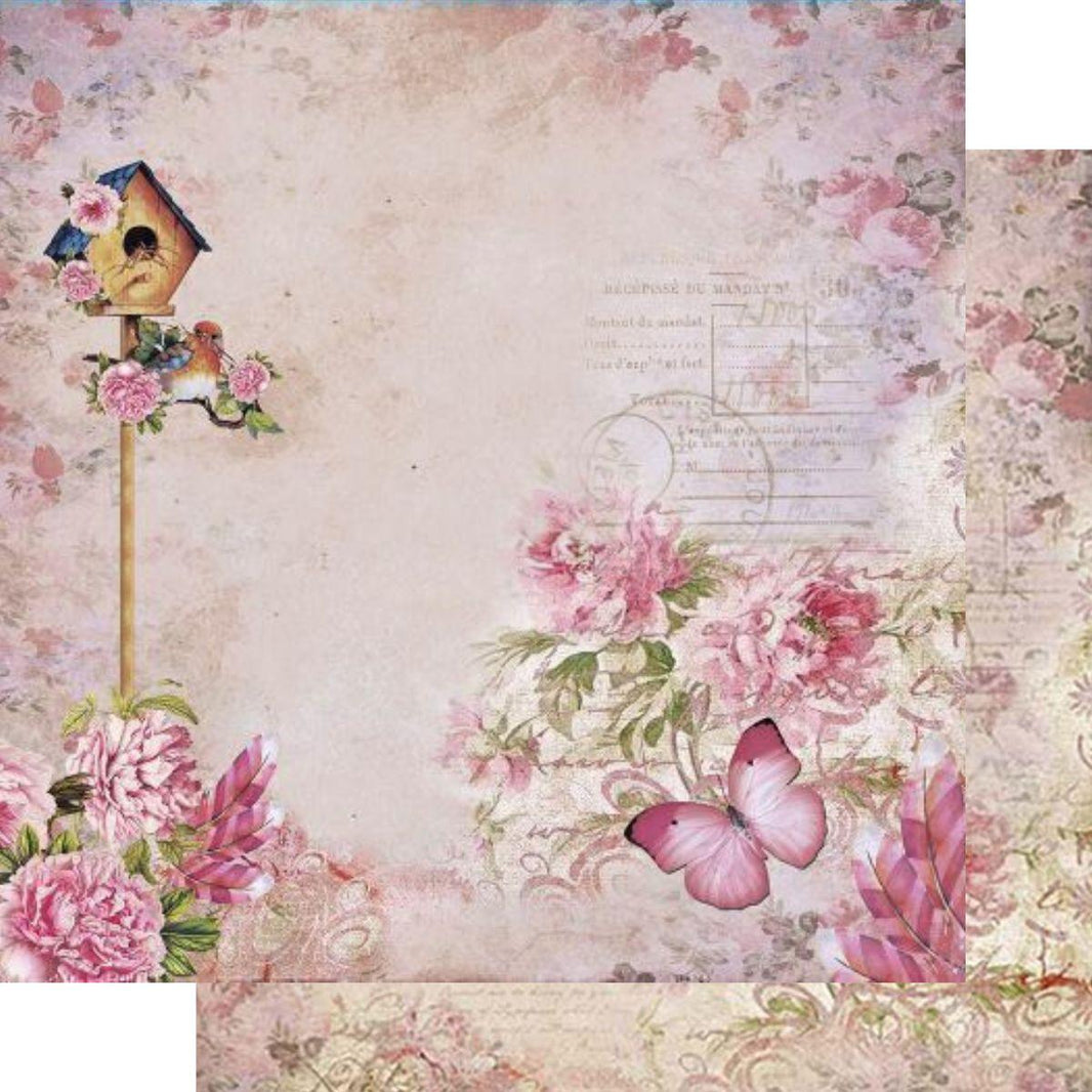 Papel Scrapbook Litoarte SD-0863 Casa de Passarinho e Flores 30,5x30,5cm - Palácio da Arte