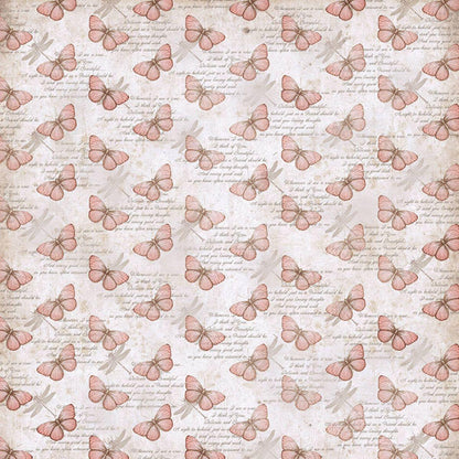 Papel Scrapbook Litoarte SD-0868 Borboleta e Rosas 30,5x30,5cm - Palácio da Arte