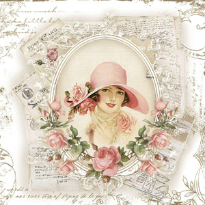 Papel Scrapbook Litoarte SD-0913 Dama e Rosas Vintage 30,5x30,5cm - Palácio da Arte