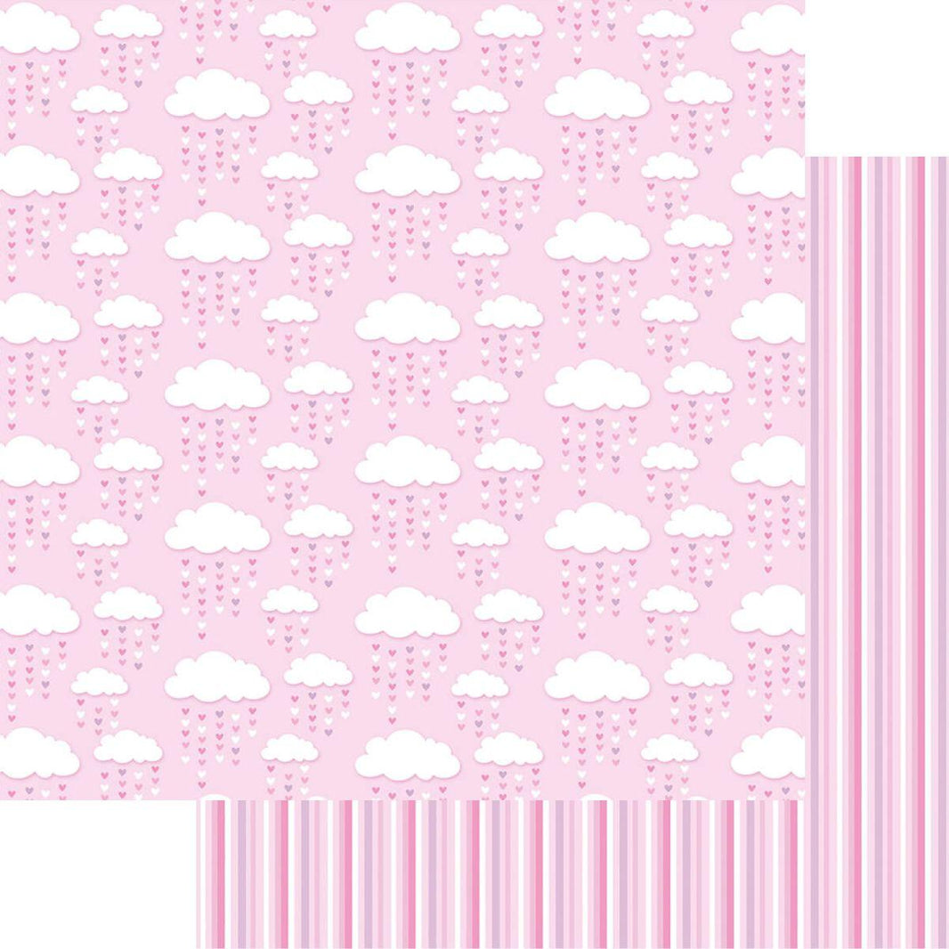 Papel Scrapbook Litoarte SD-0919 Nuvens Chuva de Corações 30,5x30,5cm - Palácio da Arte