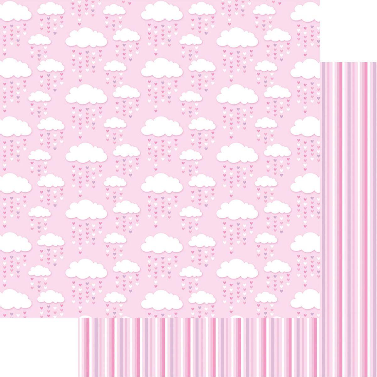 Papel Scrapbook Litoarte SD-0919 Nuvens Chuva de Corações 30,5x30,5cm - Palácio da Arte