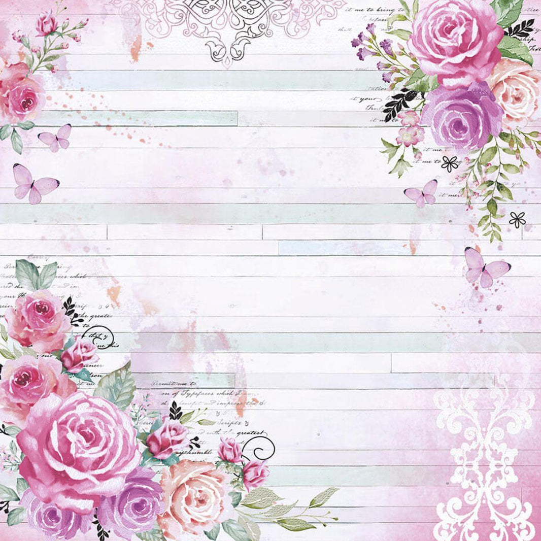 Papel Scrapbook Litoarte SD-1016 Rosas Aquarela 30,5x30,5cm - Palácio da Arte
