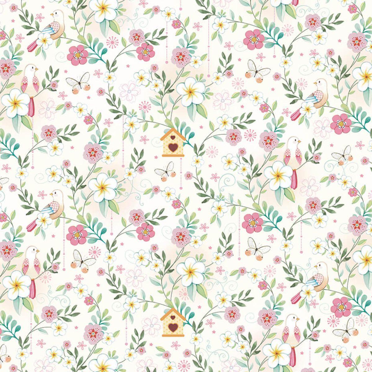 Papel Scrapbook Litoarte SD-1020 Pássaros e Flores 30,5x30,5cm - Palácio da Arte
