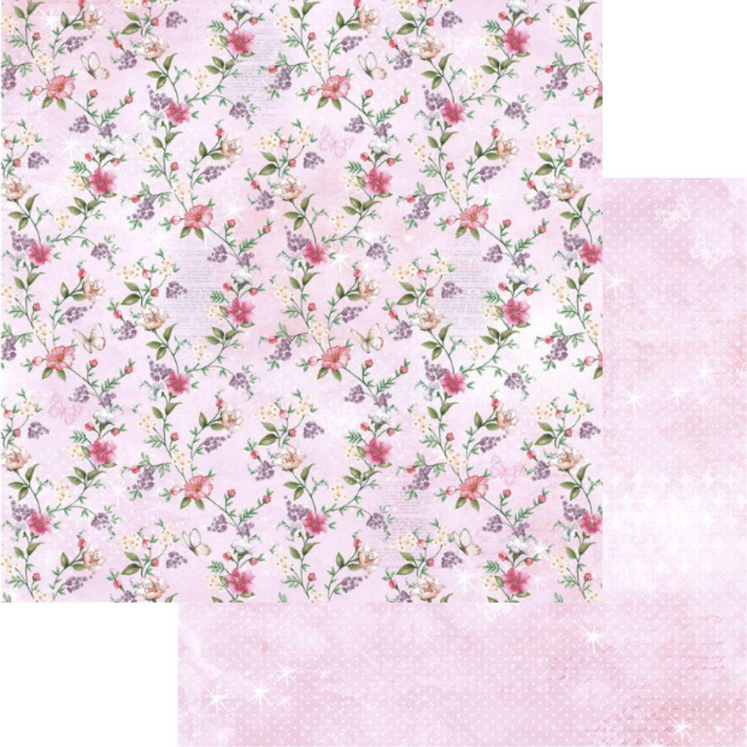 Papel Scrapbook Litoarte SD-1029 Flores e Borboletas 30,5x30,5cm - Palácio da Arte