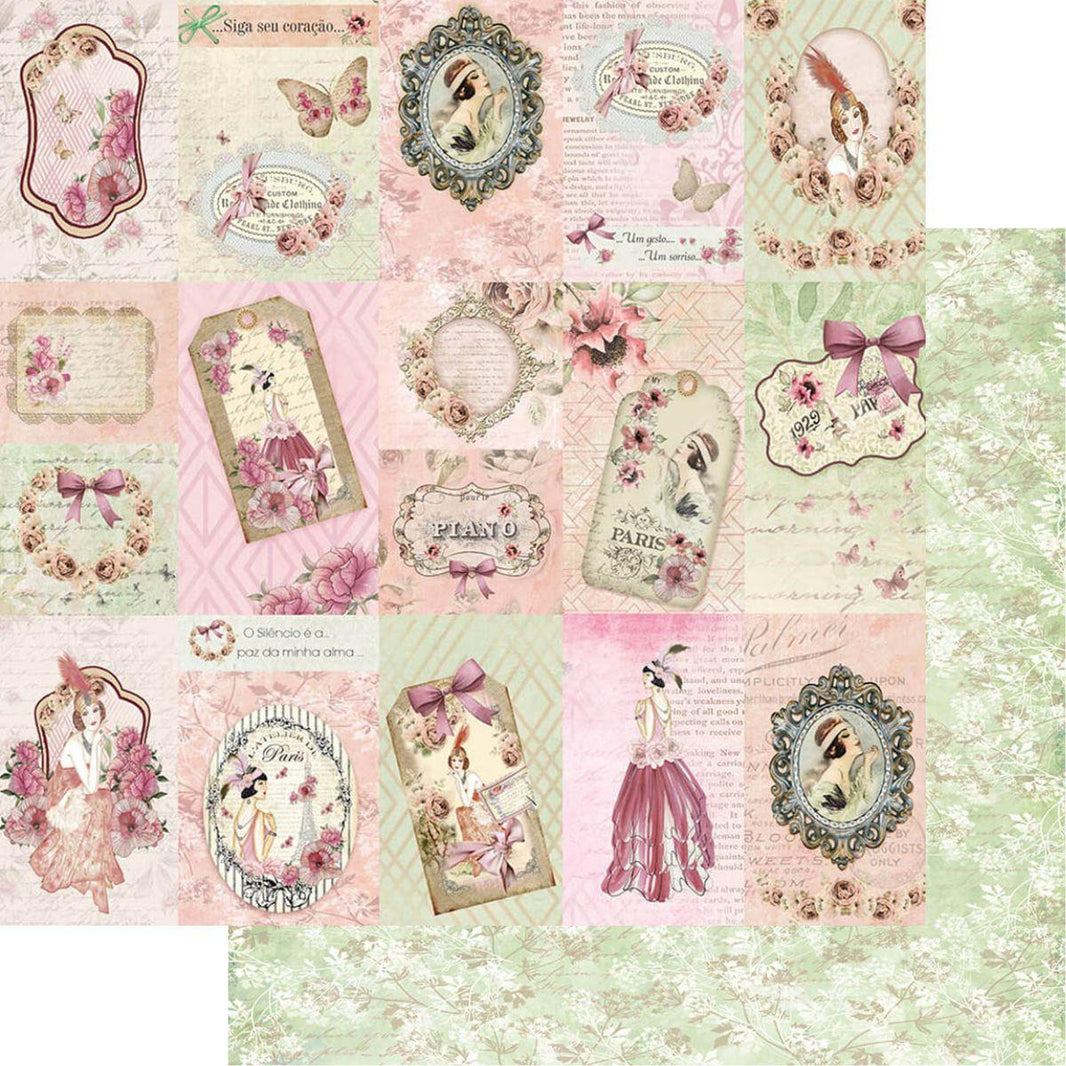 Papel Scrapbook Litoarte SD-1063 Tags 30,5x30,5cm - Palácio da Arte
