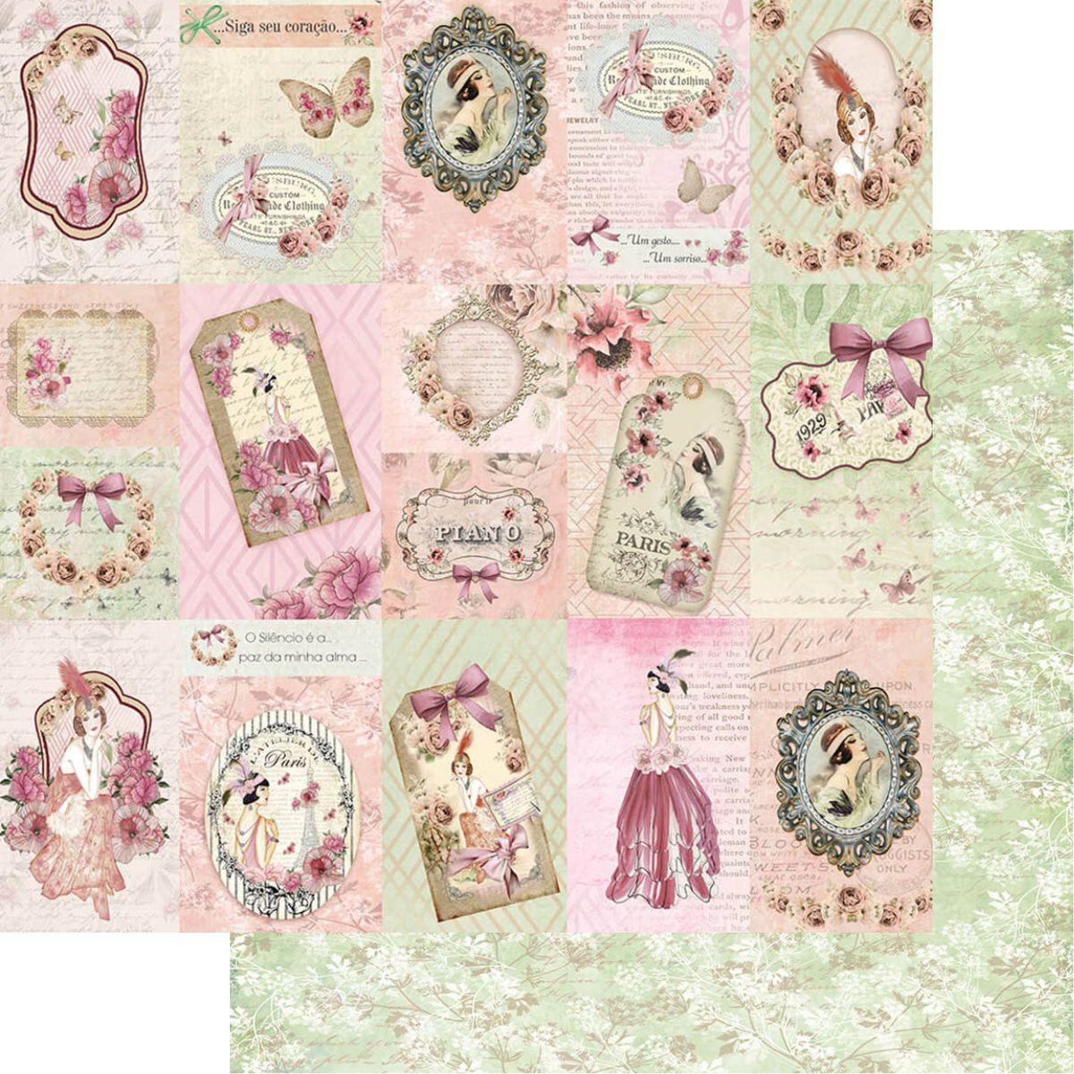 Papel Scrapbook Litoarte SD-1063 Tags 30,5x30,5cm - Palácio da Arte
