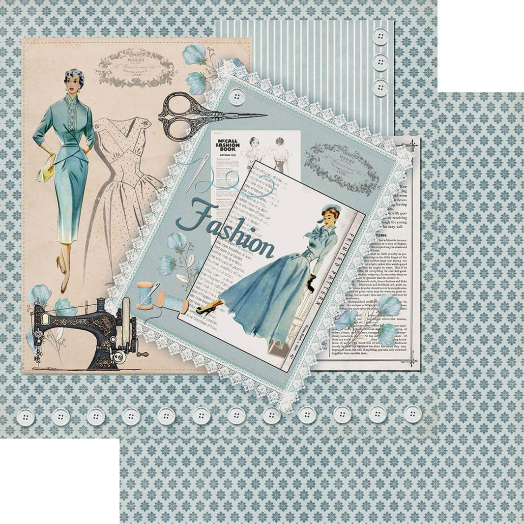 Papel Scrapbook Litoarte SD-1064 Costura Fashion 30,5x30,5cm - Palácio da Arte