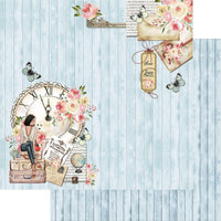 Papel Scrapbook Litoarte SD-1088 Mulher, Relógio e Flores 30,5x30,5cm - Palácio da Arte