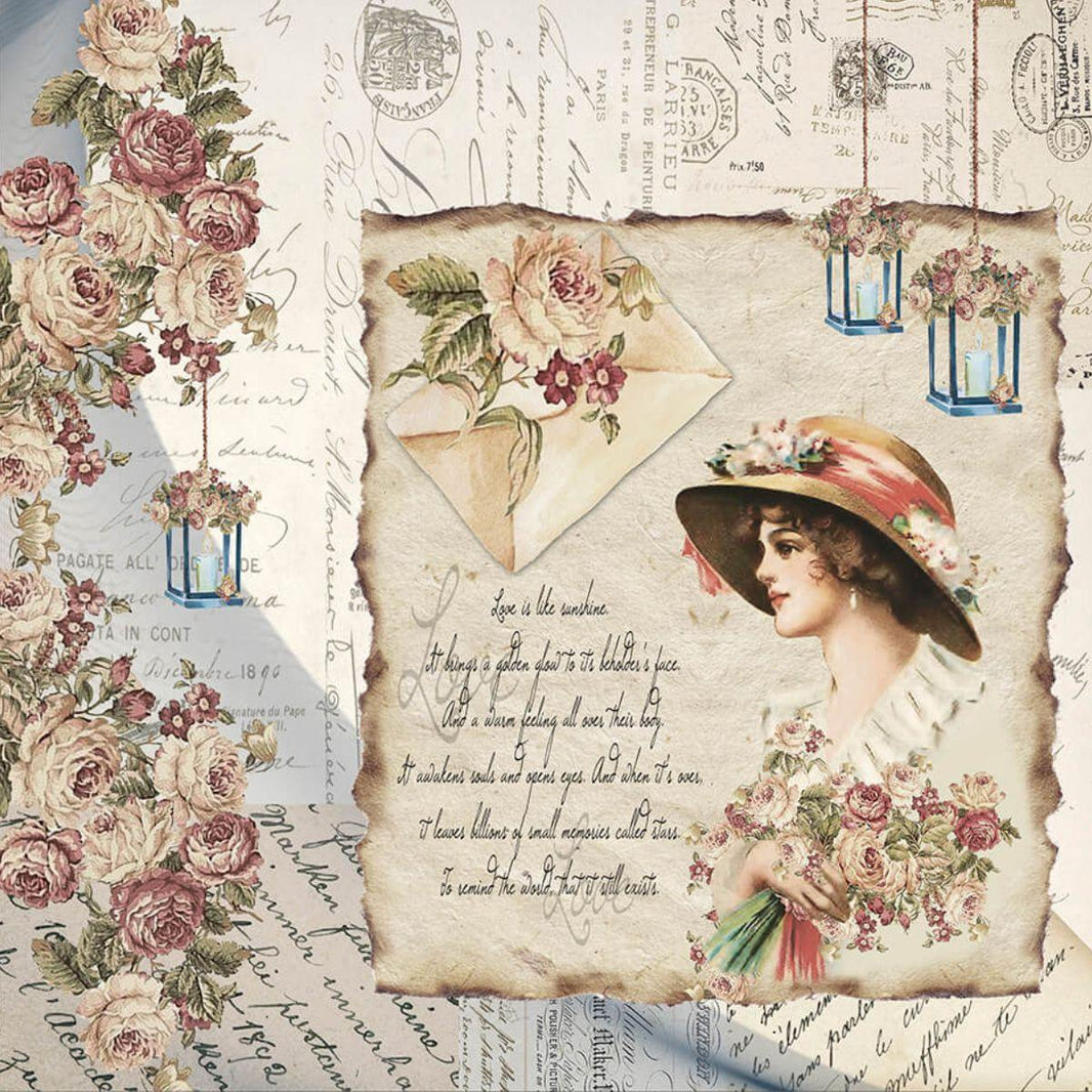 Papel Scrapbook Litoarte SD-1090 Dama e Rosas 30,5x30,5cm - Palácio da Arte