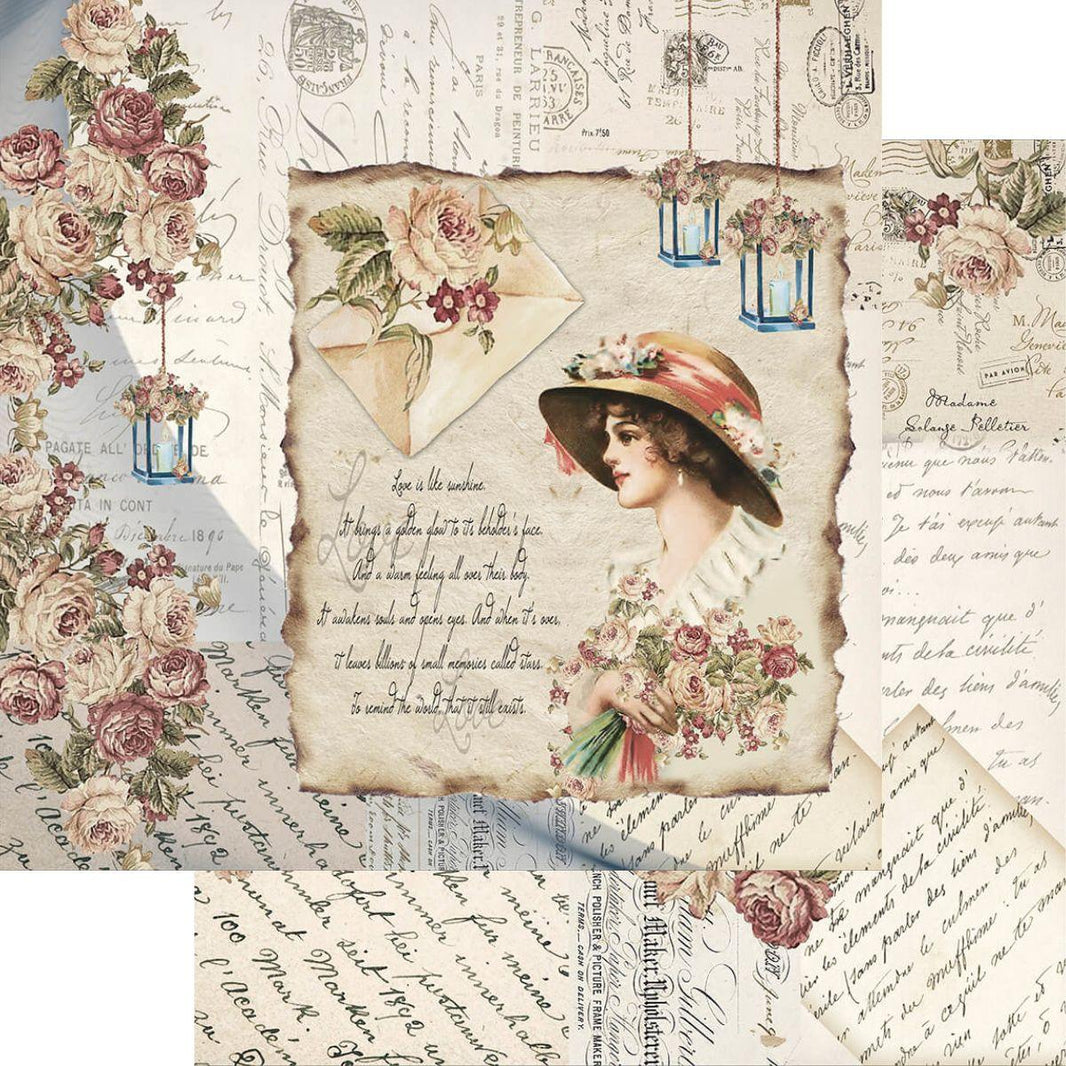 Papel Scrapbook Litoarte SD-1090 Dama e Rosas 30,5x30,5cm - Palácio da Arte