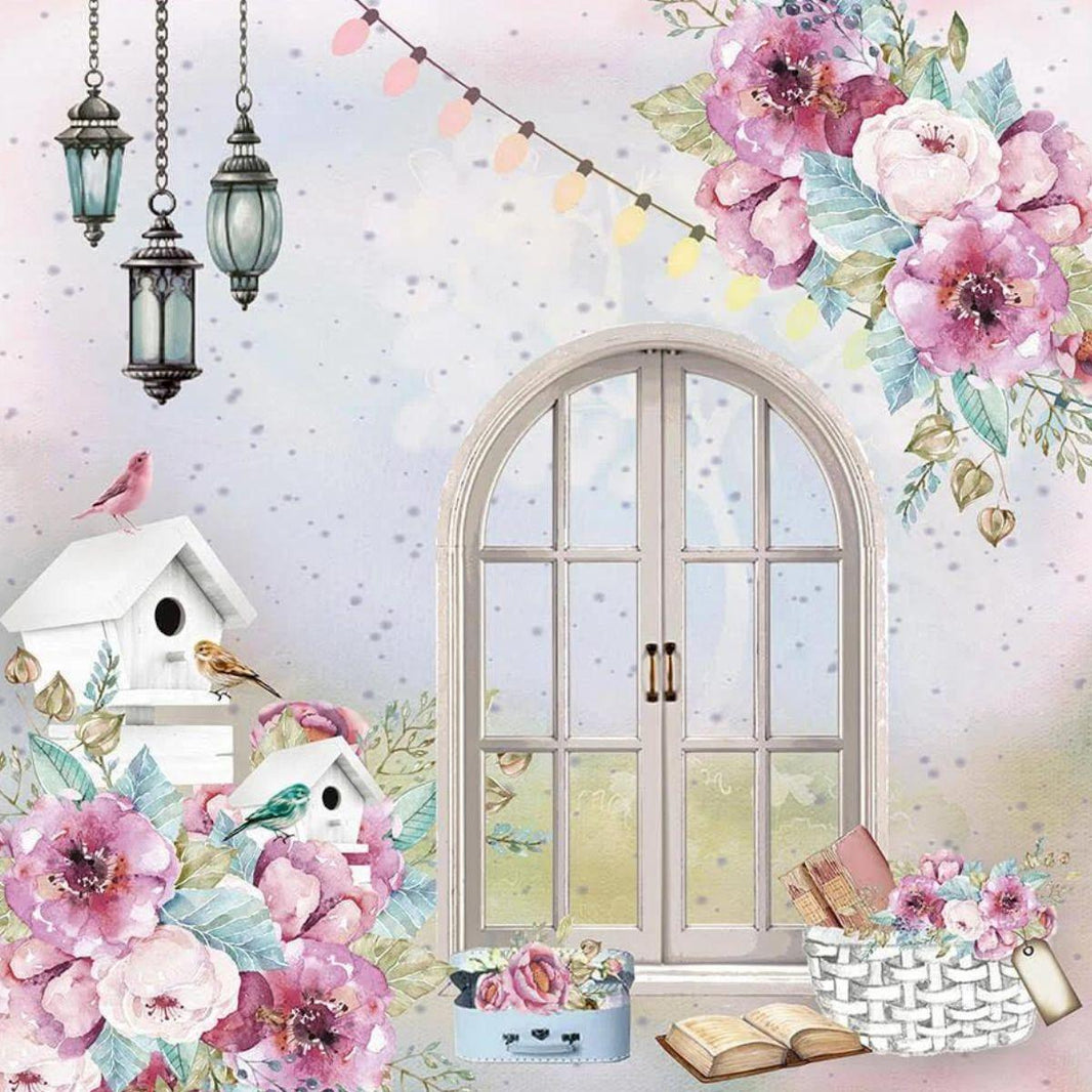 Papel Scrapbook Litoarte SD-1098 Janela Flores 30,5x30,5cm - Palácio da Arte