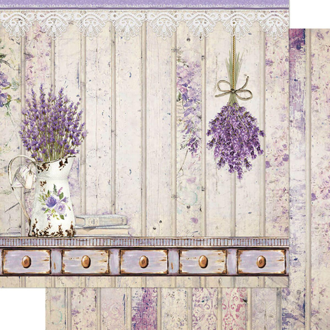 Papel Scrapbook Litoarte SD-1116 Jarro com Lavanda 30,5x30,5cm - Palácio da Arte