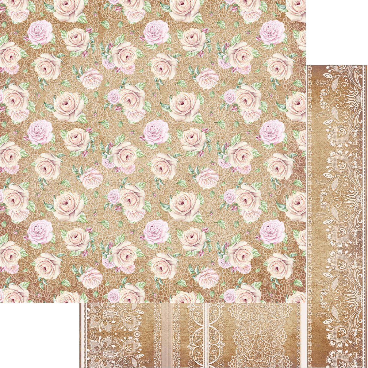 Papel Scrapbook Litoarte SD-1123 Rosas e Rendas 30,5x30,5cm - Palácio da Arte