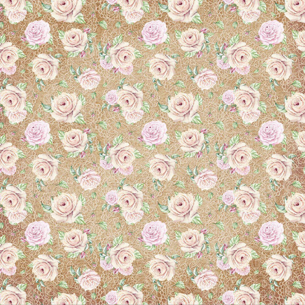 Papel Scrapbook Litoarte SD-1123 Rosas e Rendas 30,5x30,5cm - Palácio da Arte