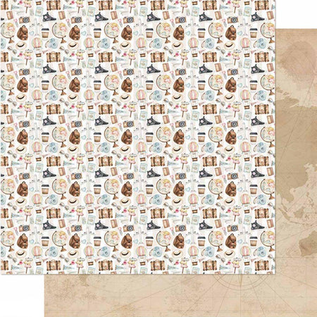 Papel Scrapbook Litoarte SD-1138 Itens de Viagem 30,5x30,5cm - Palácio da Arte