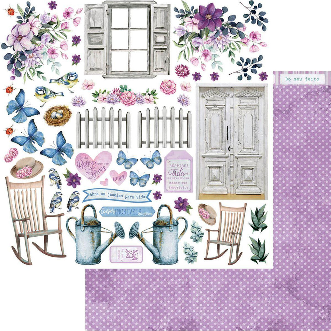 Papel Scrapbook Litoarte SD-1145 Porta com Cadeira Recortes 30,5x30,5cm - Palácio da Arte