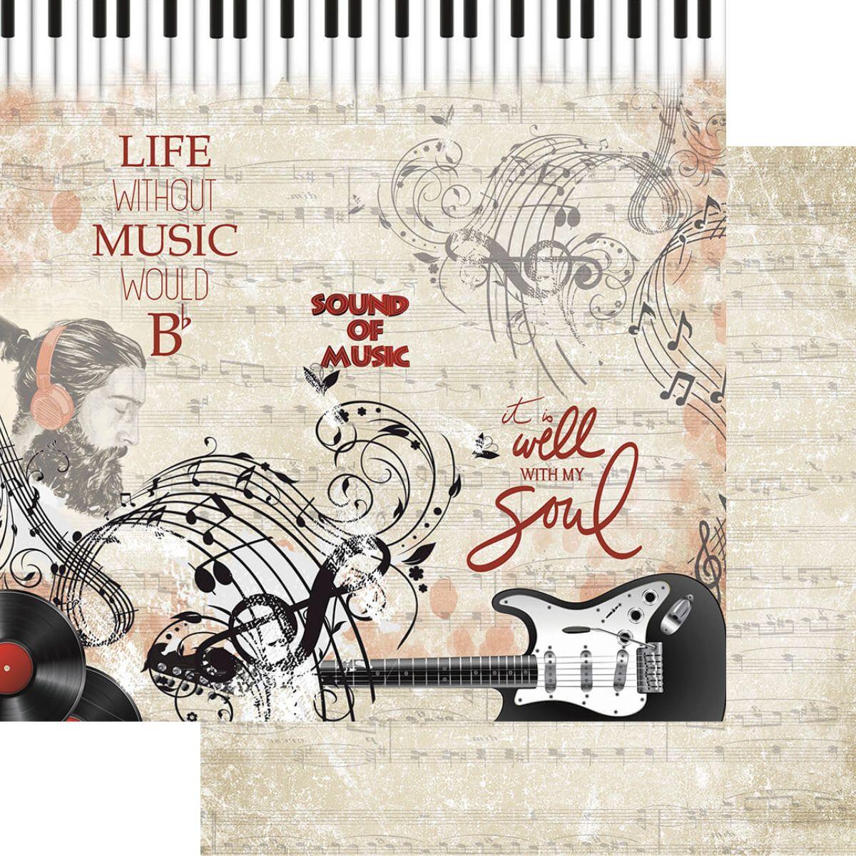 Papel Scrapbook Litoarte SD-1147 Masculino Música 30,5x30,5cm - Palácio da Arte