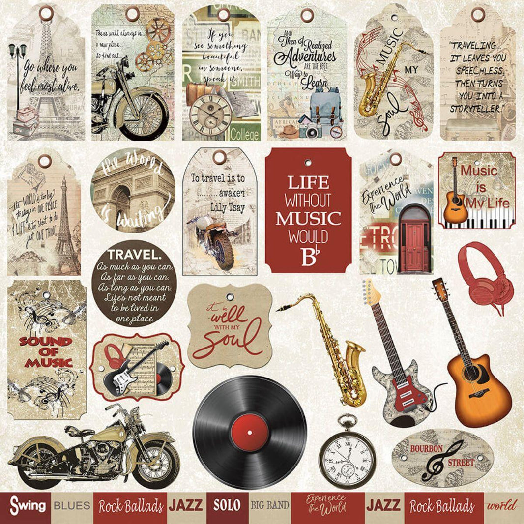 Papel Scrapbook Litoarte SD-1148 Tags Masculino 30,5x30,5cm - Palácio da Arte