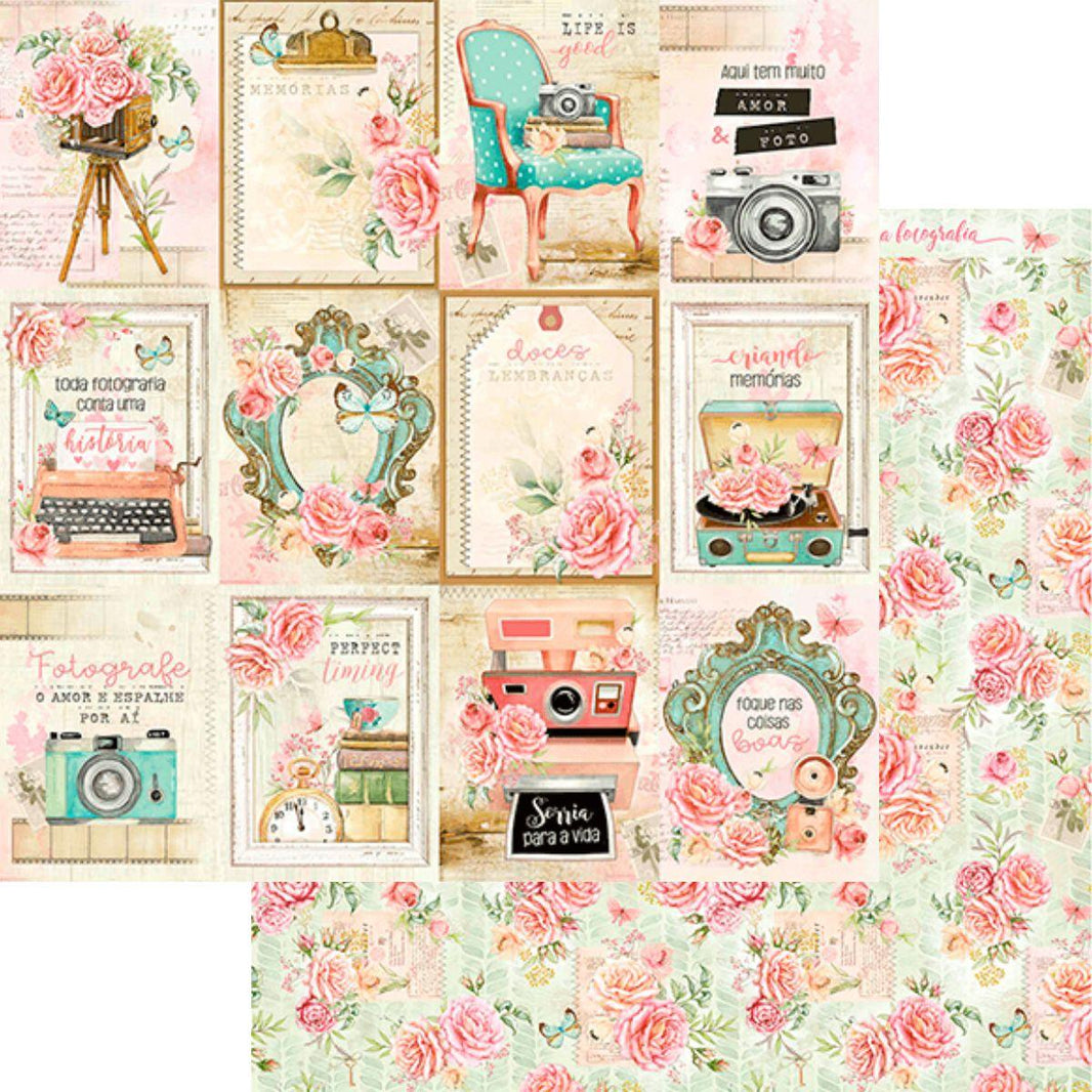 Papel Scrapbook Litoarte SD-1154 Bons Momentos Cards Floral 30,5x30,5cm - Palácio da Arte