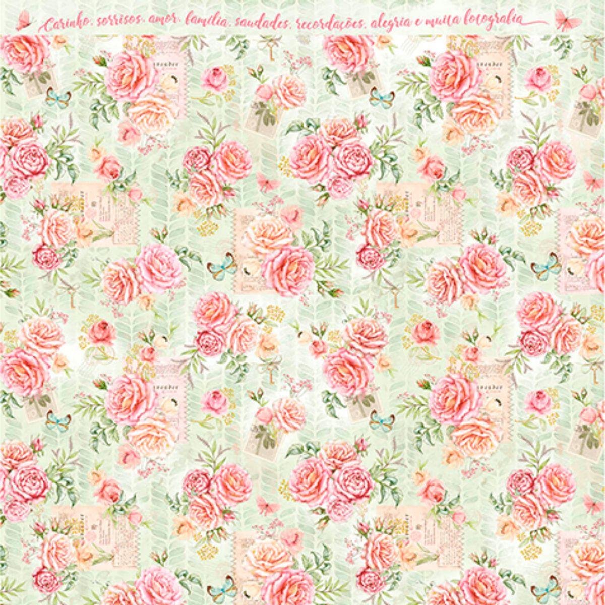 Papel Scrapbook Litoarte SD-1154 Bons Momentos Cards Floral 30,5x30,5cm - Palácio da Arte